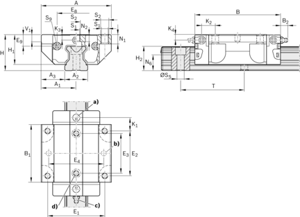 Wózek kulkowy, FNS, wielkość konstr. 45, stal CS, superprecyzyjna dokładność, z łańcuchem kulkowym, KWD-045-FNS-C3-S-1 (R165143122) - Bosch-Rexroth