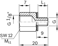 Kształtka redukcyjna, M6, M6X8-G1/8" (R345503204) - Bosch-Rexroth