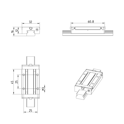Wózek kulkowy miniaturowy, SLS, wielkość konstr. 15, resist NRII, normalna dokładność, MWA-015-SLS-C0-N-0 (R044459441) - Bosch-Rexroth