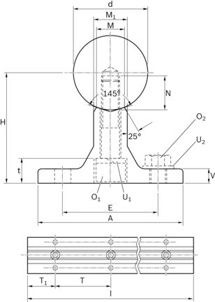 Wał stalowy z zamontowaną podporą wału, stal ulepszona cieplnie, WM-25-AFH2-H7- (R101152501) - Bosch-Rexroth