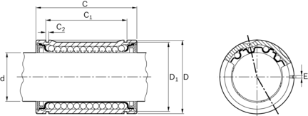 Tuleja toczna standardowa, ustawiana, 20, z uszczelką, KBM-E-20-D (R061102010) - Bosch-Rexroth