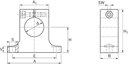 Kozioł wału (wspornik wału tylnego), stal, 50 mm, WBS-50 (R105505000) - Bosch-Rexroth