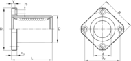 Tuleja toczna kołnierzowa, kołnierz, 12, z dwiema uszczelkami, KBMF-12-DD (R074051200) - Bosch-Rexroth