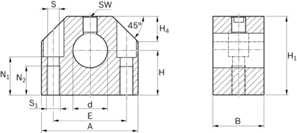 Kozioł wału (wspornik wału tylnego), aluminium, 30-C-FO, WBA-30C-FO (R105803000) - Bosch-Rexroth