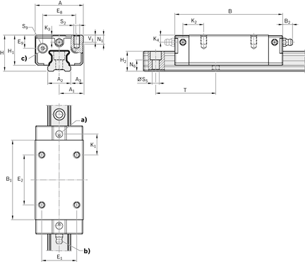 Wózek kulkowy Compact Line, SLS, wielkość konstr. 35, stal CS, dokładność: wysoka, KWE-035-SLS-C1-H-1 (R205D31320) - Bosch-Rexroth