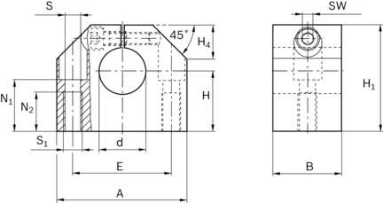 Kozioł wału (wspornik wału tylnego), aluminium, 25-C, WBA-25C (R105872500) - Bosch-Rexroth
