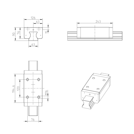 Wózek kulkowy, SLS, wielkość konstr. 65, stal CS, wysoka dokładność, bez łańcucha kulkowego, KWC-065-SLS-C0-H-2 (R162369310) - Bosch-Rexroth