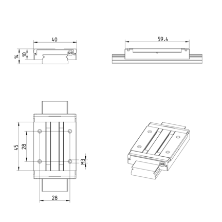 Wózek kulkowy miniaturowy, BLS, wielkość konstr. 12, resist NRII, normalna dokładność, MWA-012-BLS-C0-N-0 (R044129441) - Bosch-Rexroth
