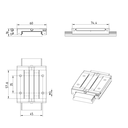 Wózek kulkowy miniaturowy, BLS, wielkość konstr. 15, resist NRII, wysoka dokładność, MWA-015-BLS-C1-H-3 (R044151300) - Bosch-Rexroth