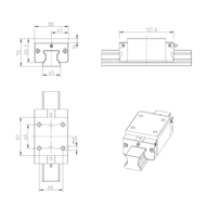 Wózek kulkowy, SNH, wielkość konstr. 45, stal CS, wysoka dokładność, bez łańcucha kulkowego, KWD-045-SNH-C2-H-1 (R16214232Z) - Bosch-Rexroth
