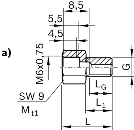 Element przyłączeniowy, rura o śr. 2,5 mm, M6X15-M6X0,75 (R345504104) - Bosch-Rexroth