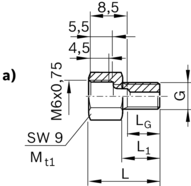 Element przyłączeniowy, rura o śr. 2,5 mm, M6X15-M6X0,75 (R345504104) - Bosch-Rexroth