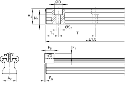 Szyna kulkowa, SNO, wielkość konstr. 25, stal CS, superprecyzyjna dokładność, KSA-025-SNO-S-MA-BS (R16052B132) - Bosch-Rexroth