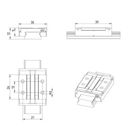 Wózek kulkowy miniaturowy, BNS, wielkość konstr. 9, resist NRII, wysoka dokładność, MWA-009-BNS-C1-H-3 (R044381301) - Bosch-Rexroth