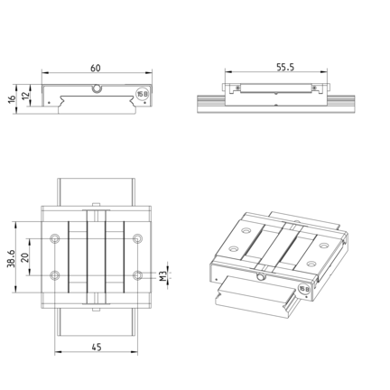 Wózek kulkowy miniaturowy, BNS, wielkość konstr. 15, resist NRII, wysoka dokładność, MWA-015-BNS-C1-H-0 (R044351341) - Bosch-Rexroth
