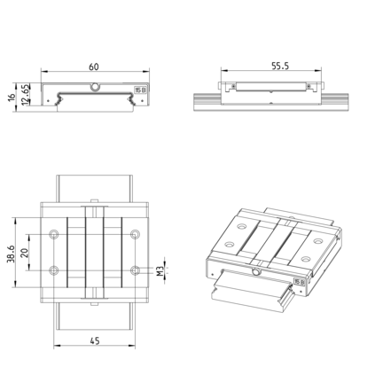 Wózek kulkowy miniaturowy, BNS, wielkość konstr. 15, resist NRII, wysoka dokładność, MWA-015-BNS-C1-H-3 (R044351300) - Bosch-Rexroth