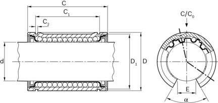 Tuleja toczna standardowa, otwarta, 80, całkowicie uszczelniona, KBM-O-80-VD (R063208005) - Bosch-Rexroth