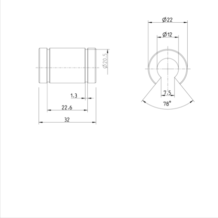 Tuleja toczna standardowa, otwarta, 12, z uszczelką, KBM-O-12-D (R063101200) - Bosch-Rexroth