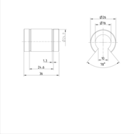 Tuleja toczna standardowa, otwarta, 16, z uszczelką, KBM-O-16-D (R063101600) - Bosch-Rexroth