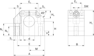 Kozioł wału (wspornik wału tylnego), aluminium, 50, WBA-50 (R105775000) - Bosch-Rexroth