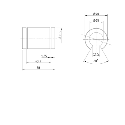 Tuleja toczna standardowa, otwarta, 25, z uszczelką, KBM-O-25-D (R063102500) - Bosch-Rexroth
