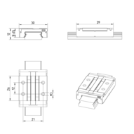 Wózek kulkowy miniaturowy, BNS, wielkość konstr. 9, resist NRII, normalna dokładność, MWA-009-BNS-C0-N-3 (R044389400) - Bosch-Rexroth