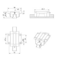 Wózek kulkowy Compact Line, FNS, wielkość konstr. 30, stal CS, dokładność: precyzyjna, KWE-030-FNS-C1-P-1 (R205A71220) - Bosch-Rexroth