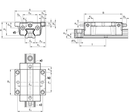 Wózek kulkowy Compact Line, FNS, wielkość konstr. 25, stal CS, dokładność: wysoka, KWE-025-FNS-C2-H-1 (R205A22320) - Bosch-Rexroth