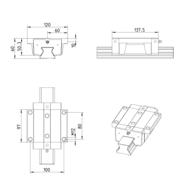 Wózek kulkowy Compact Line, FNS, wielkość konstr. 45, stal CS, dokładność: wysoka, KWE-045-FNS-C2-H-1 (R205A42320) - Bosch-Rexroth