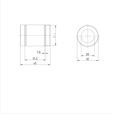 Tuleja toczna standardowa, zamknięta, 20, bez uszczelki, KBM-20-NR (R060002030) - Bosch-Rexroth