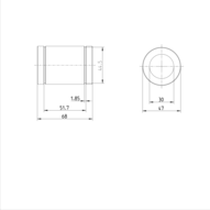 Tuleja toczna standardowa, zamknięta, 30, z dwiema uszczelkami, KBM-30-DD-NR (R060203030) - Bosch-Rexroth