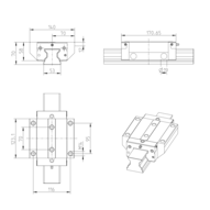 Wózek wałeczkowy, FNS, wielkość konstr. 55, stal CS, precyzyjna dokładność, RWD-055-FNS-C2-P-2-AS (R18515222A) - Bosch-Rexroth
