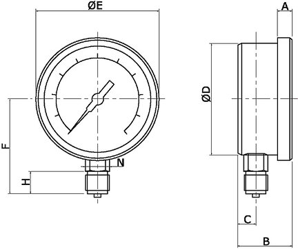 Manometr D100 1000 bar, 1/2 (199403140) - Cejn