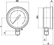 Manometr D100 1000 bar, 1/2 (199403140) - Cejn