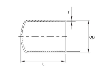 Dennica 2" 50.8 x 1.65 L= 63.5 mm, 316L, ASME BPE, DT-4.1.5-1 (DT-30), 2", SF4, Ra max. 0,38 um - Air-Com