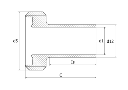 Kołnierz DN 10 13 x 1.5 mm DIN 11864-1 GS, Union male part, 316L, 40 bar, Rd28x1/8, H3 - Air-Com