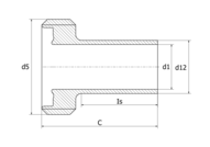 Kołnierz DN 65 70 x 2 mm DIN 11864-1 GS, Union male part, 4404/316L, 25 bar, Rd95x1/6, H3 - Air-Com