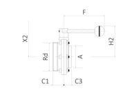 Zawór motylkowy GEA DN 40 GEA T-smart 721 GEA Hygienic Butterfly Valve Type 721, Male/Weld, 316L/EPDM, DIN, bez uchwytu, DN 40, Ra 0,8 um - Air-Com