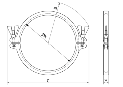 Klamra DN 300 - 323.9 mm K=338.5 DB, typ SH, 316, Double bolt, K=338,5 - Air-Com