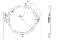 Klamra DN 300 - 323.9 mm K=338.5 DB, typ SH, 316, Double bolt, K=338,5 - Air-Com