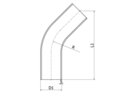 Kolanko 45° 101.6 x 2 mm R=110.0, 4404/316L, DS/SMS, R=110, satynowy, Ra 0,8 um, FD+, hartowane - Air-Com