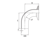 Kolanko 90° 1" 25.4 x 1.65 mm CW, 316L, ASME BPE, DT-4.1.1-2 (DT-12), 1", SF4, Ra max. 0,38 um - Air-Com