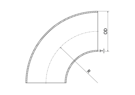 Kolanko 90° 106 x 3 mm R=150 mm, 4404/316L, EN10253, 3D, R=150, spawana - Air-Com