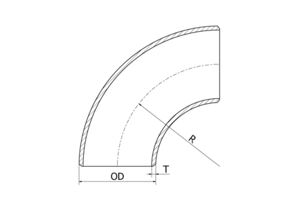 Kolanko 90° 2" SCH 40S 60.33 x 3.91 mm, 316/316L, ASTM A-403 WP-W, LR, 2", spawana - Air-Com