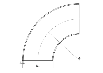 Kolanko 90° 23 x 1.5 mm R=40.0, 4404/316L, DIN 11852 BS / EN 10374 BS, krótki, R=40, matowy, nie hartowane - Air-Com