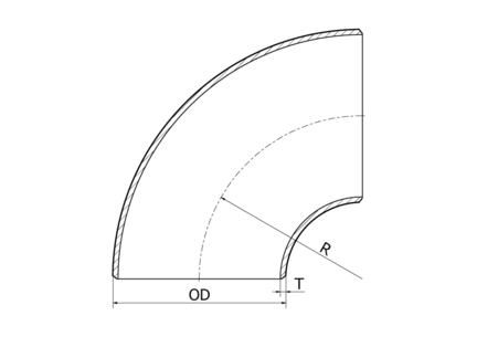 Kolanko 90° 8" SCH 40S 219.08 x 8.18 mm, 304/304L, ASTM A-403 WP-W, SR, 8", spawana - Air-Com