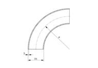Kolanko 90° 85 x 2 mm R=200.0, 4307/304L, DIN 11852 BA5 / EN 10374 BS5, R=200, matowy, hartowane - Air-Com