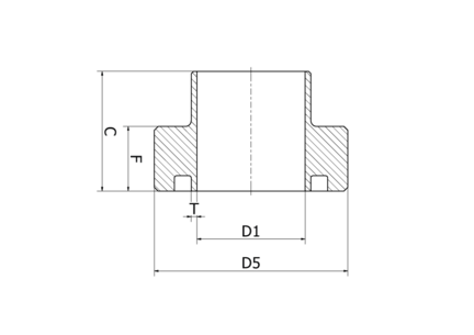 Króciec złącza gwintowany 25 x 1.2 mm C=25 mm - FD+, 316L, SMS, długi, Rd40x1/6 - Air-Com