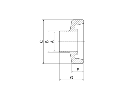 Króciec złącza gwintowany 2 1/2" DN65 63.5 x 1.5 mm C=40 - FD+, 316L, DIN 11851, długi, Rd95x1/6 - Air-Com