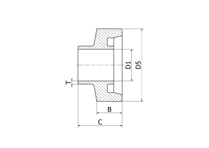 Króciec złącza gwintowany DN 40 41 x 1.5 mm C=33 - FD+, 304, DIN 11851, długi, Rd65x1/6 - Air-Com